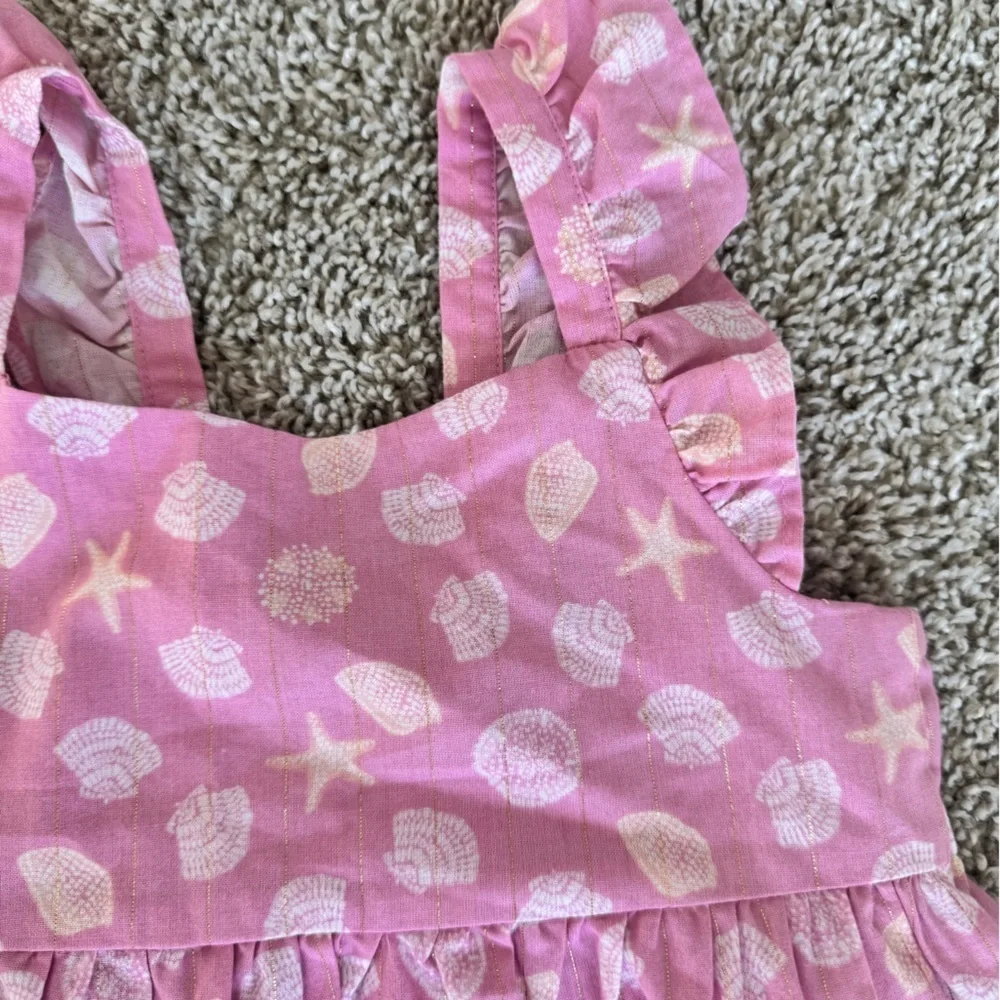OshKosh Toddler Girl Pink Seashell Print Sundress Summer Dress beach- Size 4T